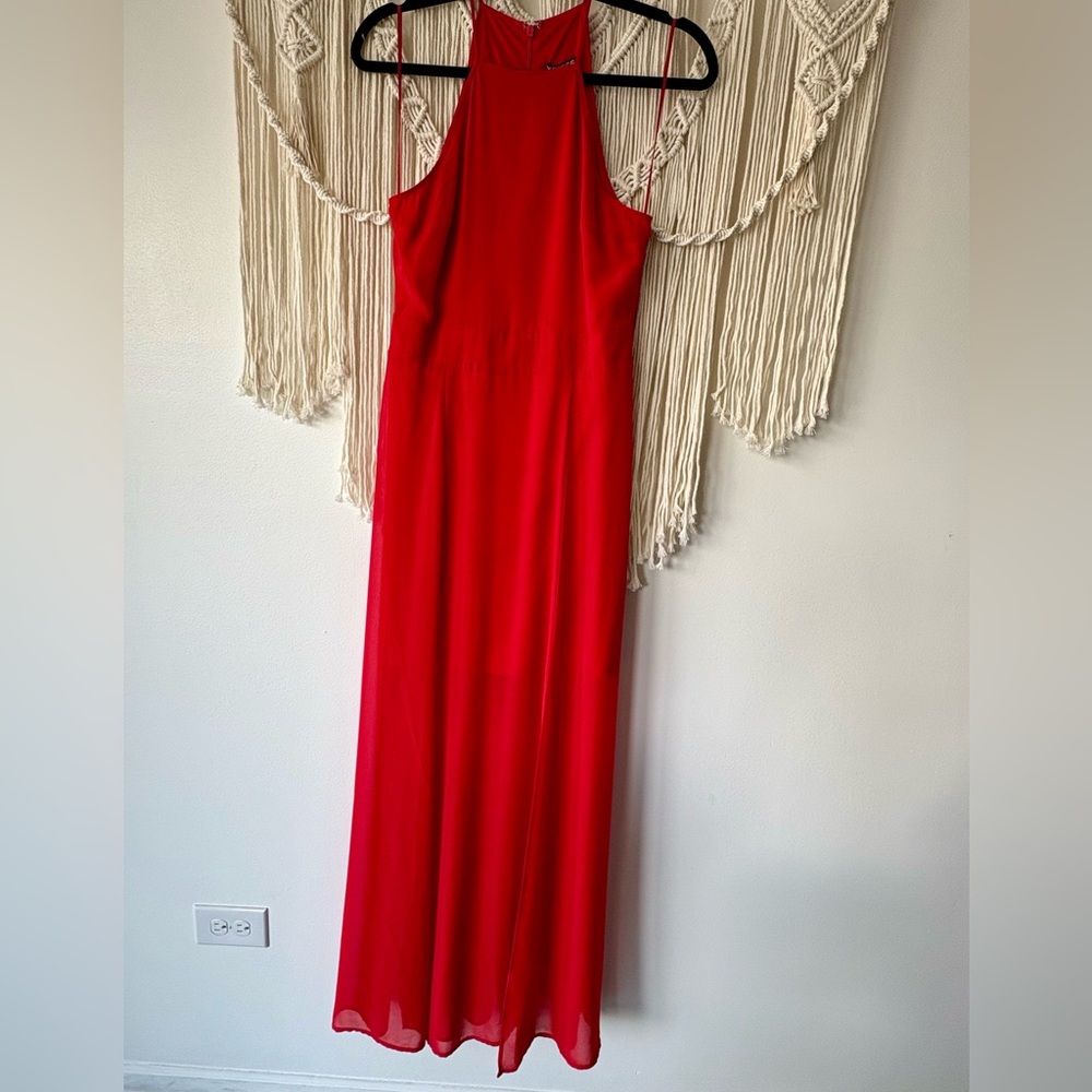 Express Red Dress with Sheer overlay